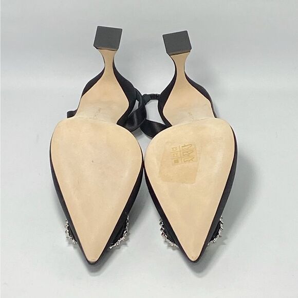 Manolo Blahnik Prietasli 90 Embellished Satin Slingback Pumps size 41.5 - Picture 10 of 11